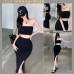 JT2212 气质辣妹抹胸包臀裙套装 Ready Stock