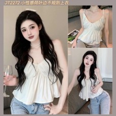 JT2272 小性感荷叶边不规则上衣 Ready Stock