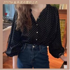 JT1716 盐系波点雪纺上衣 Ready Stock