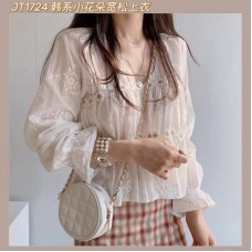 JT1724 韩系小花朵宽松上衣 Ready Stock