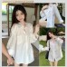 JT2929 慵懒风设计感露肩衬衫 Ready Stock