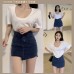 JT2933 不规则高腰牛仔短裙 Ready Stock